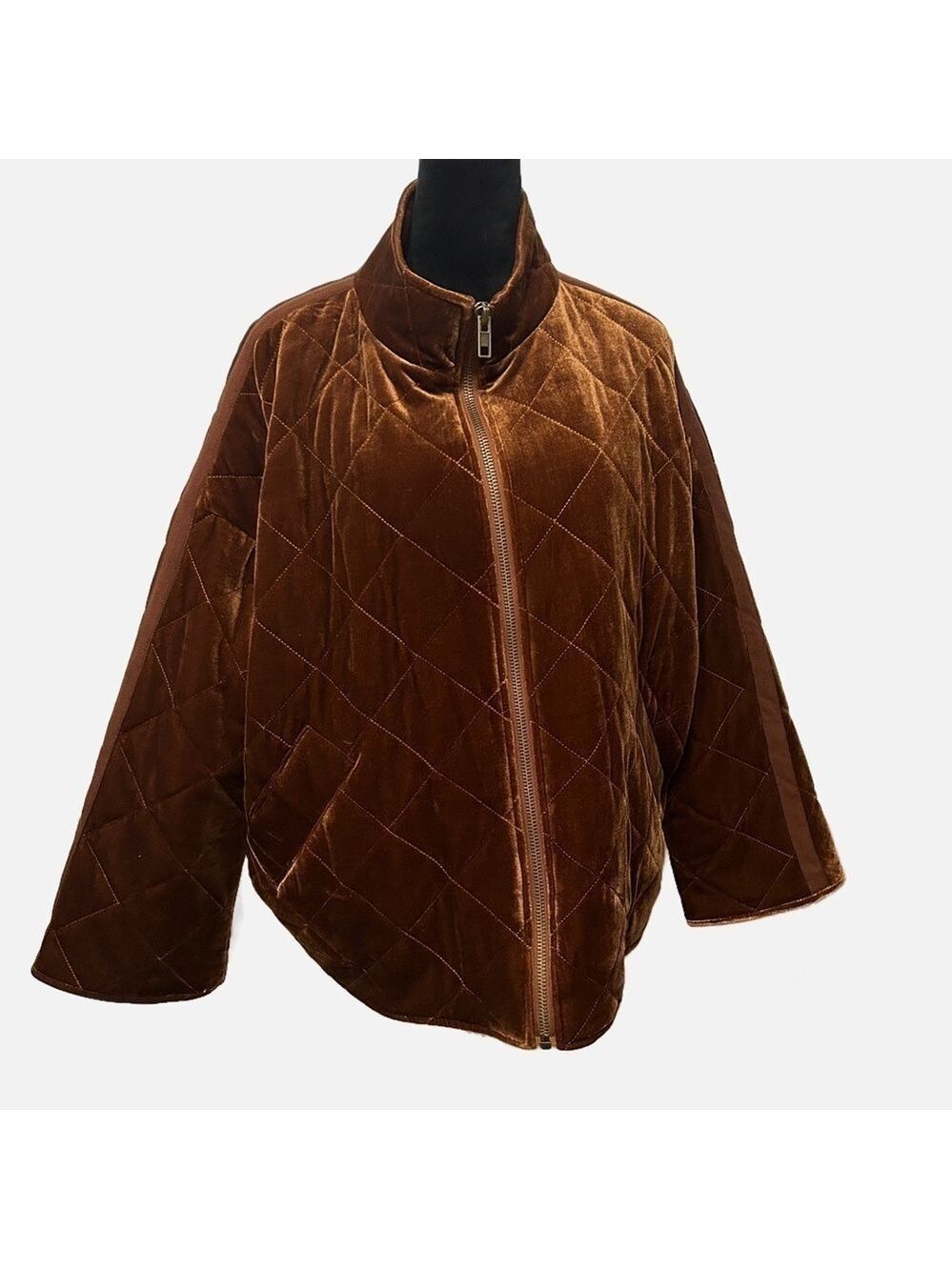 Avec Les Filles Anthropologie Women Jacket Sz XL Velvet Quilted Elastic Waist